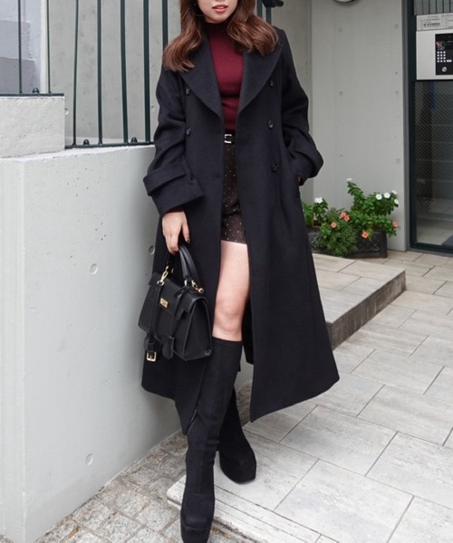 rienda（リエンダ）の「サムホール付きウォッシャブルハイネックニットトップス  秋服 冬服（ニット/セーター・レディース・バーガンディー・MEDIUM/SMALL）」の10枚目の写真