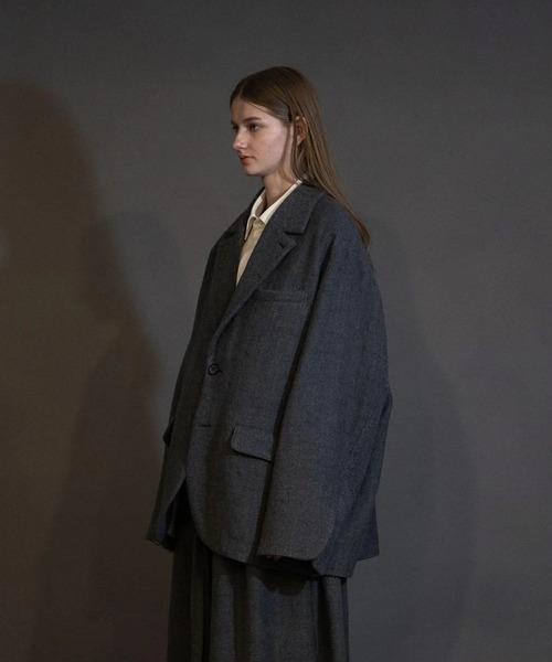 my beautiful landlet(マイビューティフルランドレット)の「【my beautiful landlet】 BISHU WOOL OVERSIZE JACKET(テーラードジャケット・メンズ・グレー/チャコールグレー/ブラック/ネイビー・0/1)」の5枚目の写真
