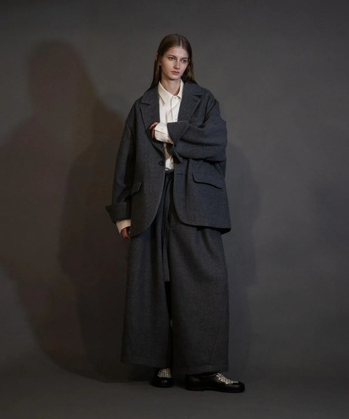 my beautiful landlet(マイビューティフルランドレット)の「【my beautiful landlet】 BISHU WOOL OVERSIZE JACKET(テーラードジャケット・メンズ・グレー/チャコールグレー/ブラック/ネイビー・0/1)」の7枚目の写真