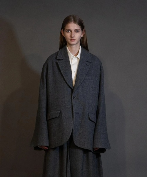 my beautiful landlet(マイビューティフルランドレット)の「【my beautiful landlet】 BISHU WOOL OVERSIZE JACKET(テーラードジャケット・メンズ・グレー/チャコールグレー/ブラック/ネイビー・0/1)」の14枚目の写真