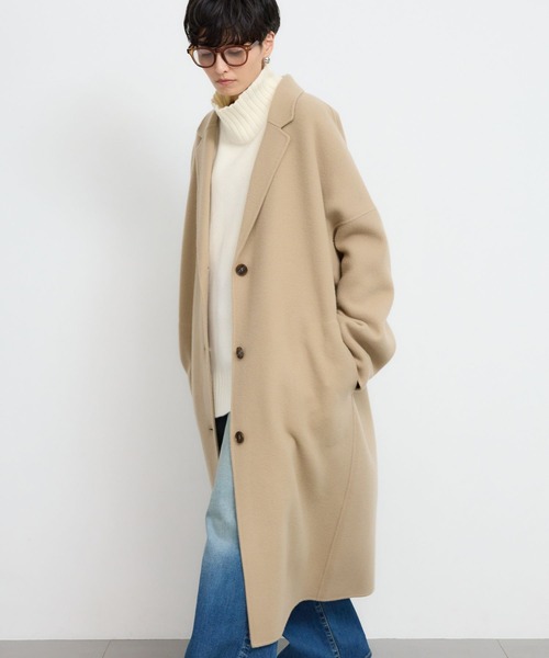 BARNYARDSTORM(バンヤードストーム)の「BARNYARDSTORM / メルトンロングコート【JAPAN FABRIC】【YouTube「i.style closet」紹介アイテム】(チェスターコート・レディース・ベージュ/チャコール・M/S)」の5枚目の写真