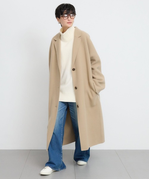 BARNYARDSTORM(バンヤードストーム)の「BARNYARDSTORM / メルトンロングコート【JAPAN FABRIC】【YouTube「i.style closet」紹介アイテム】(チェスターコート・レディース・ベージュ/チャコール・M/S)」の7枚目の写真