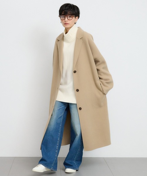 BARNYARDSTORM(バンヤードストーム)の「BARNYARDSTORM / メルトンロングコート【JAPAN FABRIC】【YouTube「i.style closet」紹介アイテム】(チェスターコート・レディース・ベージュ/チャコール・M/S)」の8枚目の写真