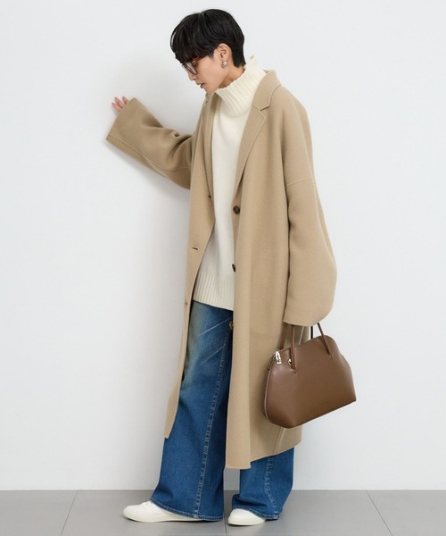 BARNYARDSTORM(バンヤードストーム)の「BARNYARDSTORM / メルトンロングコート【JAPAN FABRIC】【YouTube「i.style closet」紹介アイテム】(チェスターコート・レディース・ベージュ/チャコール・M/S)」の9枚目の写真