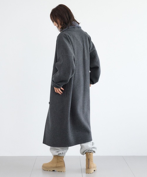 BARNYARDSTORM(バンヤードストーム)の「BARNYARDSTORM / メルトンロングコート【JAPAN FABRIC】【YouTube「i.style closet」紹介アイテム】(チェスターコート・レディース・ベージュ/チャコール・M/S)」の12枚目の写真