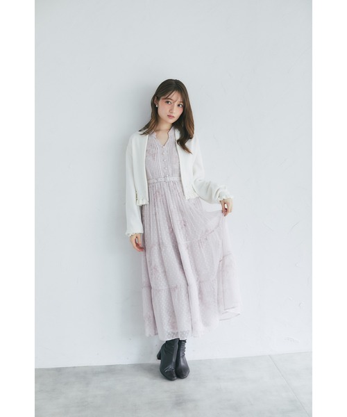 tocco closet(トッコ クローゼット)の「パール&フリル付きラメ入りニットパーカー(パーカー・レディース・ブラック/アイボリー・M)」の3枚目の写真
