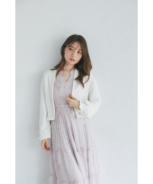 tocco closet(トッコ クローゼット)の「パール&フリル付きラメ入りニットパーカー(パーカー・レディース・ブラック/アイボリー・M)」の5枚目の写真