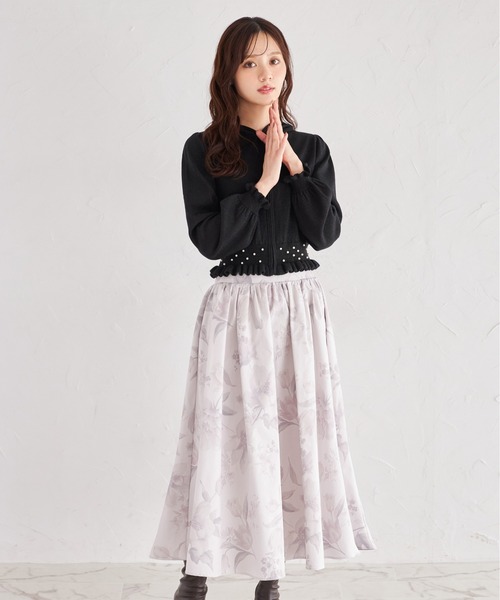 tocco closet(トッコ クローゼット)の「パール&フリル付きラメ入りニットパーカー(パーカー・レディース・ブラック/アイボリー・M)」の9枚目の写真
