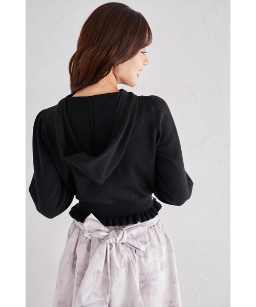 tocco closet(トッコ クローゼット)の「パール&フリル付きラメ入りニットパーカー(パーカー・レディース・ブラック/アイボリー・M)」の12枚目の写真