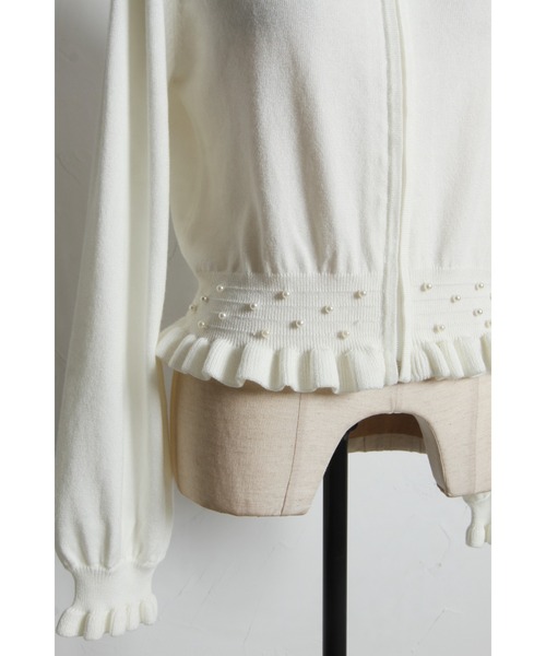tocco closet(トッコ クローゼット)の「パール&フリル付きラメ入りニットパーカー(パーカー・レディース・ブラック/アイボリー・M)」の21枚目の写真