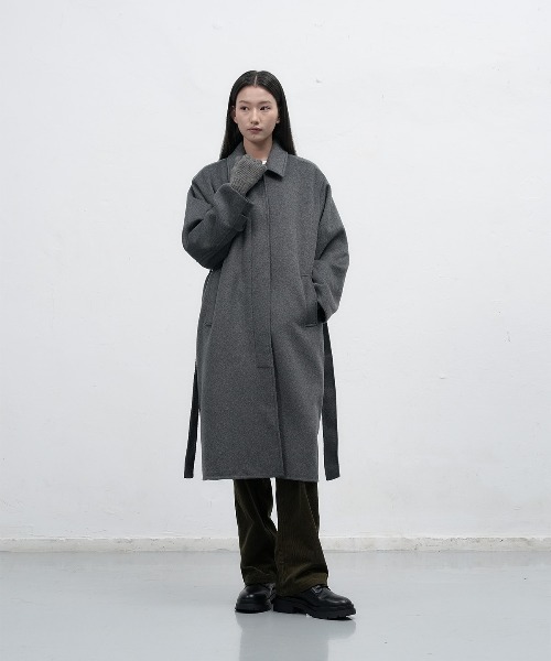 GENERAL IDEA（ジェネラルアイデア）の「balmacan single handmade long coat バルマカンシングルハンドメイドロングコート（テーラードジャケット・レディース・チャコール/ダークネイビー・L/M/S）」の2枚目の写真