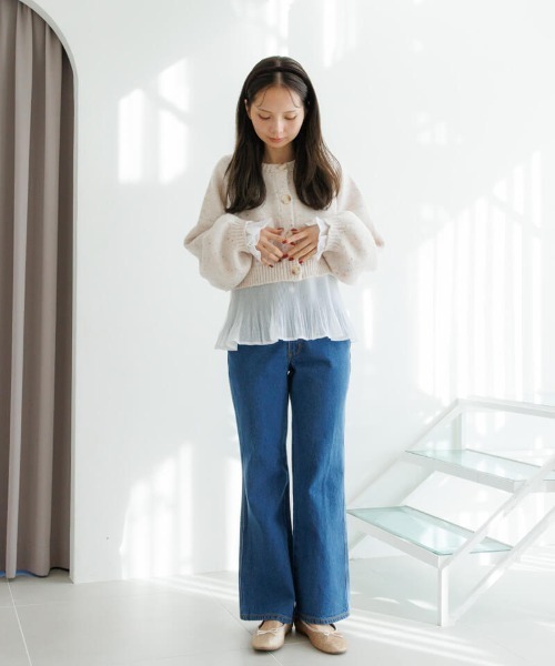 flower（フラワー）の「デイリーフレアデニム（デニムパンツ・レディース・ネイビー/ブルー・SMALL/MEDIUM）」の6枚目の写真