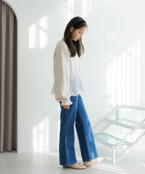 flower（フラワー）の「デイリーフレアデニム（デニムパンツ・レディース・ネイビー/ブルー・SMALL/MEDIUM）」の7枚目の写真