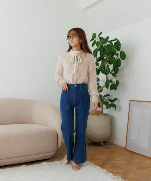 flower（フラワー）の「デイリーフレアデニム（デニムパンツ・レディース・ネイビー/ブルー・SMALL/MEDIUM）」の16枚目の写真