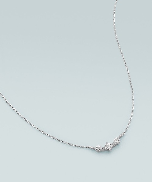 【Holiday Limited】 K10ホワイトゴールド 三石 ネックレス