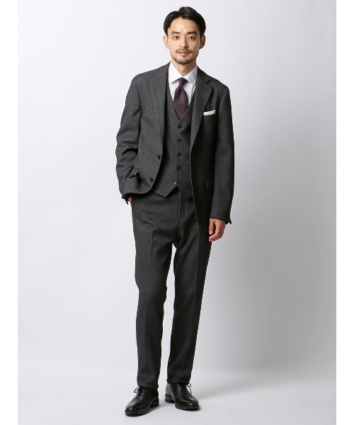 スーツスクエア　SUIT SQUARE スマみえセットアップ　グレー　M スマみえジャケット ウォッシャブル ストレッチ 防シワ CROSS MOVA