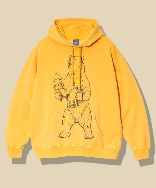 SALO裏起毛 ケミカル フーディー ヴィンテージ おでんクマ（パーカー