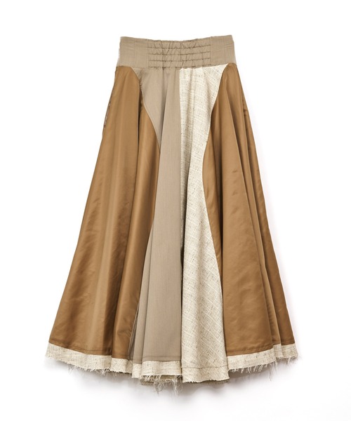 AULA AILA（アウラアイラ）の「【セットアップ着用可】3マテリアルサーキュラーロングスカート（スカート・レディース・ブラック/ベージュ/ネイビー・0/1）」の6枚目の写真