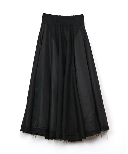 AULA AILA（アウラアイラ）の「【セットアップ着用可】3マテリアルサーキュラーロングスカート（スカート・レディース・ブラック/ベージュ/ネイビー・0/1）」の8枚目の写真