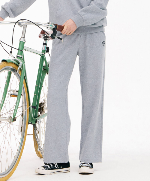 ユニセックスエッセンシャルストレートパンツ-グレー（スウェット