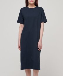 ウィメンズクルーネックロングTシャツドレス[ネイビー]