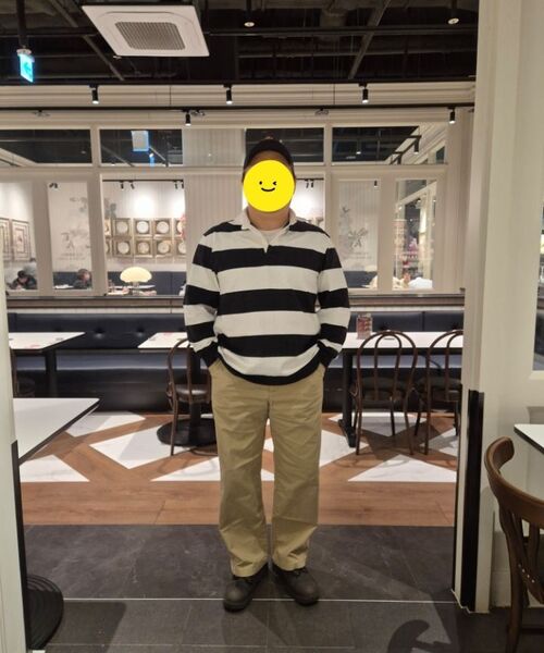 MUSINSA STANDARD（ムシンサスタンダード）の「ストライプラグビーシャツ[ブラック/アイボリー]（ポロシャツ・メンズ・その他・MEDIUM/LARGE/X-LARGE/XX-LARGE）」の9枚目の写真