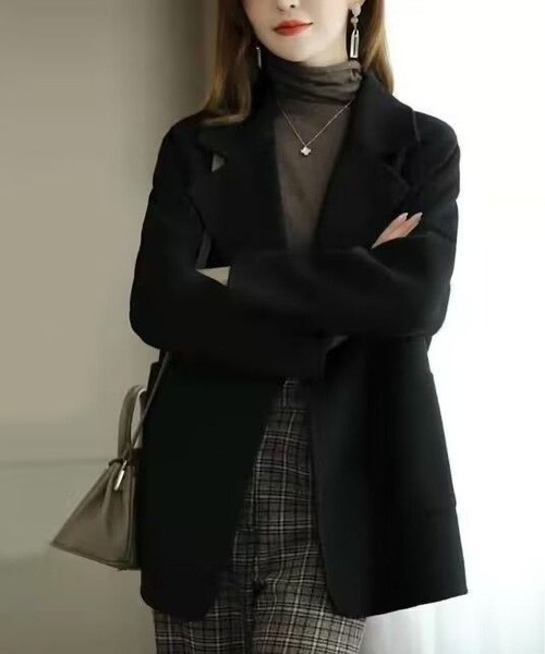 MAISON DE THERESE(メゾン ド テレーズ)の「ラシャコート(ステンカラーコート・レディース・ベージュ/ブラック・M)」の1枚目の写真