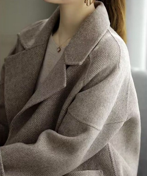 MAISON DE THERESE(メゾン ド テレーズ)の「ラシャコート(ステンカラーコート・レディース・ベージュ/ブラック・M)」の7枚目の写真