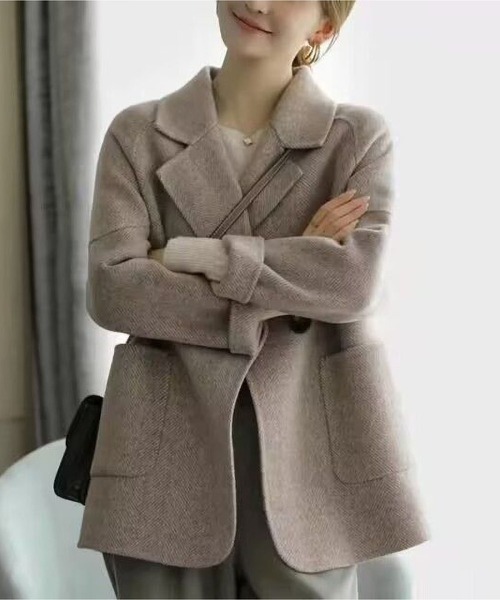 MAISON DE THERESE(メゾン ド テレーズ)の「ラシャコート(ステンカラーコート・レディース・ベージュ/ブラック・M)」の17枚目の写真