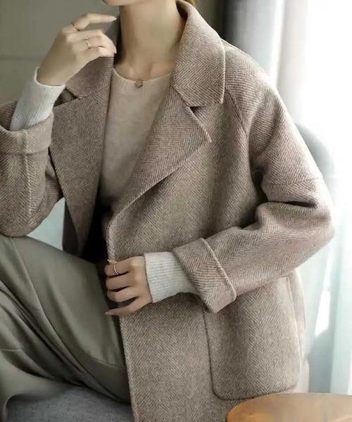 MAISON DE THERESE(メゾン ド テレーズ)の「ラシャコート(ステンカラーコート・レディース・ベージュ/ブラック・M)」の19枚目の写真