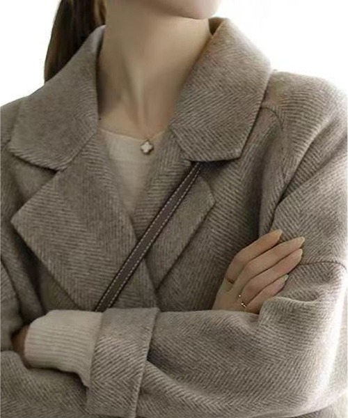 MAISON DE THERESE(メゾン ド テレーズ)の「ラシャコート(ステンカラーコート・レディース・ベージュ/ブラック・M)」の20枚目の写真