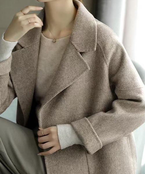 MAISON DE THERESE(メゾン ド テレーズ)の「ラシャコート(ステンカラーコート・レディース・ベージュ/ブラック・M)」の21枚目の写真