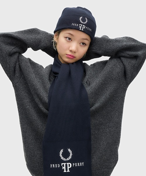 FRED PERRY（フレッドペリー）の「【ZOZO限定】Monogram Beanie／ブランドロゴモノグラムビーニー（ニットキャップ/ビーニー・メンズ・ネイビー・ONE SIZE）」の3枚目の写真