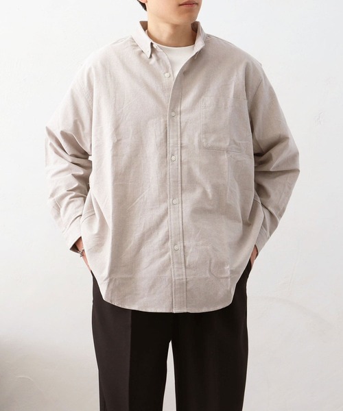 MYRTH(マイルス)の「【MYRTH】ビッグシルエットオックスフォードシャツ(シャツ/ブラウス・メンズ・グレイッシュベージュ/ブルー・L/M/XL)」の2枚目の写真