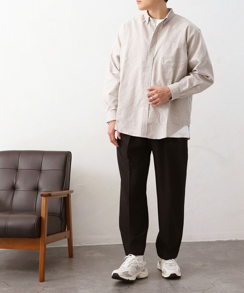 MYRTH(マイルス)の「【MYRTH】ビッグシルエットオックスフォードシャツ(シャツ/ブラウス・メンズ・グレイッシュベージュ/ブルー・L/M/XL)」の3枚目の写真