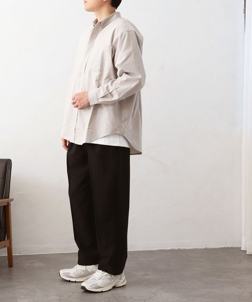 MYRTH(マイルス)の「【MYRTH】ビッグシルエットオックスフォードシャツ(シャツ/ブラウス・メンズ・グレイッシュベージュ/ブルー・L/M/XL)」の5枚目の写真