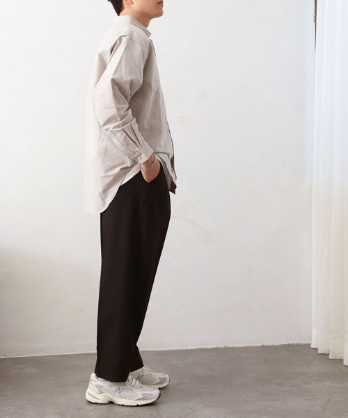 MYRTH(マイルス)の「【MYRTH】ビッグシルエットオックスフォードシャツ(シャツ/ブラウス・メンズ・グレイッシュベージュ/ブルー・L/M/XL)」の7枚目の写真