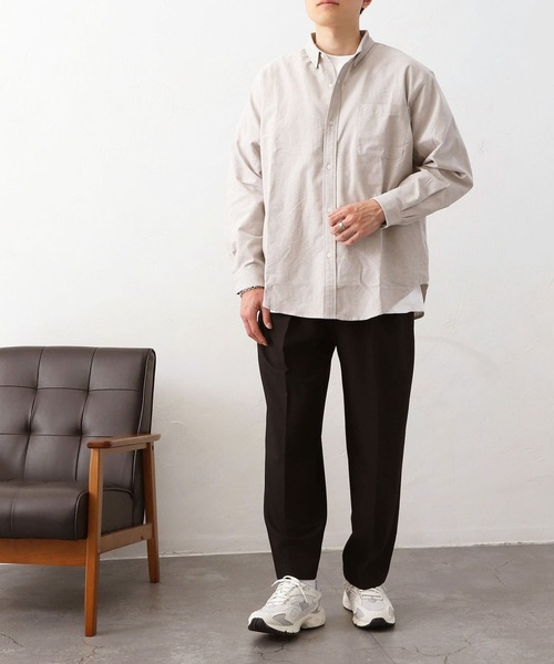 MYRTH(マイルス)の「【MYRTH】ビッグシルエットオックスフォードシャツ(シャツ/ブラウス・メンズ・グレイッシュベージュ/ブルー・L/M/XL)」の8枚目の写真