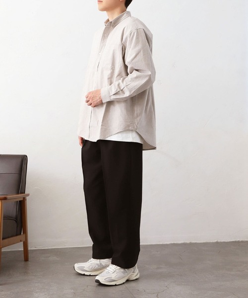 MYRTH(マイルス)の「【MYRTH】ビッグシルエットオックスフォードシャツ(シャツ/ブラウス・メンズ・グレイッシュベージュ/ブルー・L/M/XL)」の11枚目の写真