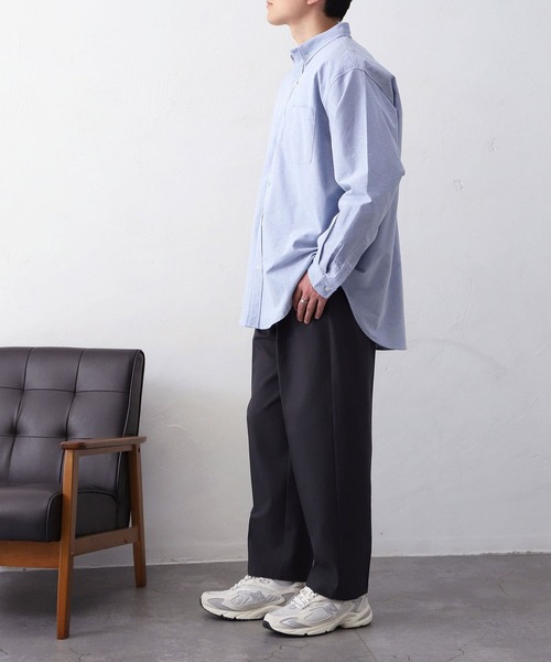 MYRTH(マイルス)の「【MYRTH】ビッグシルエットオックスフォードシャツ(シャツ/ブラウス・メンズ・グレイッシュベージュ/ブルー・L/M/XL)」の13枚目の写真