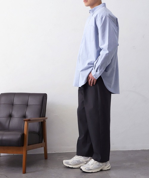 MYRTH(マイルス)の「【MYRTH】ビッグシルエットオックスフォードシャツ(シャツ/ブラウス・メンズ・グレイッシュベージュ/ブルー・L/M/XL)」の15枚目の写真