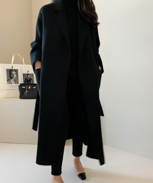 emi+（エミプラス）の「ウエストマックロングチェスターコート（チェスターコート・レディース・ブラック/ベージュ・FREE）」の12枚目の写真