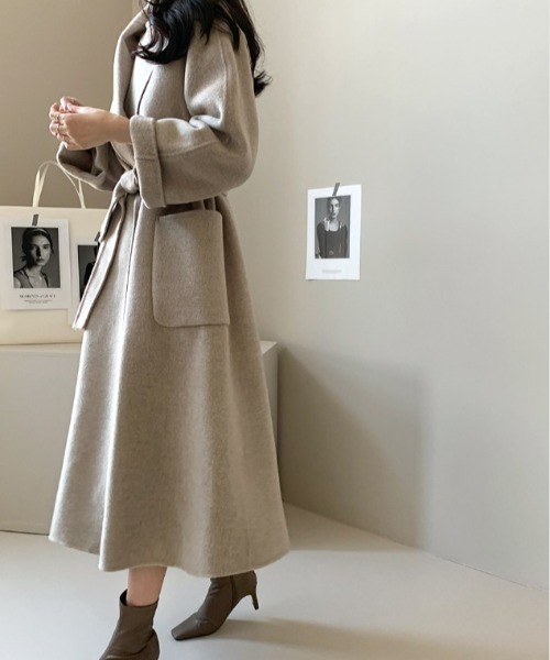 emi+（エミプラス）の「ウエストマックロングチェスターコート（チェスターコート・レディース・ブラック/ベージュ・FREE）」の13枚目の写真