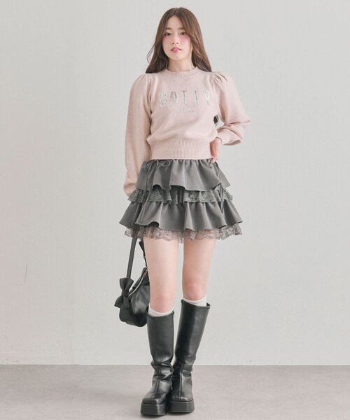 OLIVE des OLIVE（オリーブデオリーブ）の「ラッフルティアードミニスカート（スカート・レディース・ホワイト/オフホワイト/チャコールグレー・FREE）」の21枚目の写真