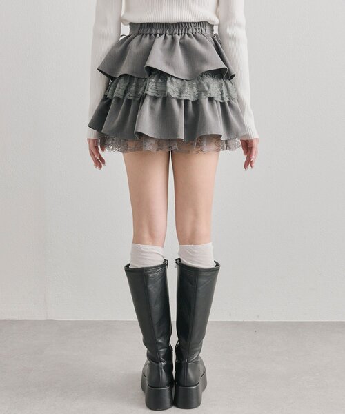 OLIVE des OLIVE（オリーブデオリーブ）の「ラッフルティアードミニスカート（スカート・レディース・ホワイト/オフホワイト/チャコールグレー・FREE）」の17枚目の写真