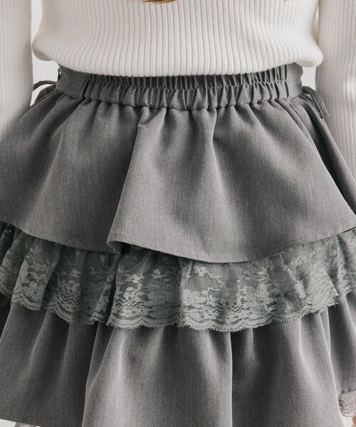 OLIVE des OLIVE（オリーブデオリーブ）の「ラッフルティアードミニスカート（スカート・レディース・ホワイト/オフホワイト/チャコールグレー・FREE）」の15枚目の写真