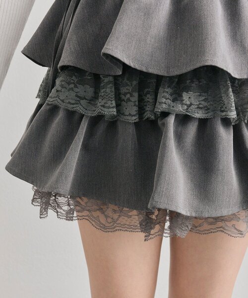 OLIVE des OLIVE（オリーブデオリーブ）の「ラッフルティアードミニスカート（スカート・レディース・ホワイト/オフホワイト/チャコールグレー・FREE）」の13枚目の写真