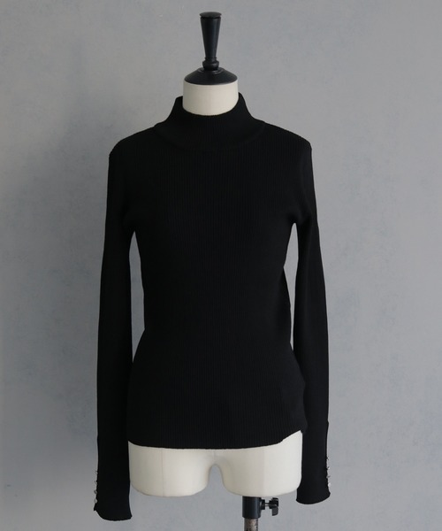 &g'aime(アンジェム)の「【&g'aime 】ベーシックリブタートルニット Basic Rib Turtleneck Knit(ニット/セーター・レディース・ブラック/ホワイト/チャコールグレー/ブルー・FREE)」の6枚目の写真