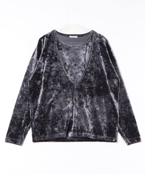 Rouge vif la cle(ルージュヴィフラクレ)の「【Keena/キーナ】【2枚セット】レイヤーVトップス/トップス/レイヤード/ベロア【WEB限定】(Tシャツ/カットソー・レディース・グレー・フリー)」の9枚目の写真