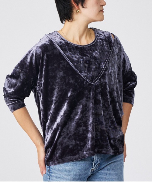 Rouge vif la cle(ルージュヴィフラクレ)の「【Keena/キーナ】【2枚セット】レイヤーVトップス/トップス/レイヤード/ベロア【WEB限定】(Tシャツ/カットソー・レディース・グレー・フリー)」の13枚目の写真